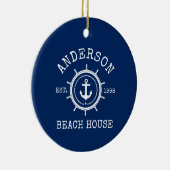 ビーチハウス航海のいかりロープヘルムブルー セラミックオーナメント (右)