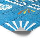 ビーチハウス航海のコースタルブルー |名前をカスタムする ポスター (角)