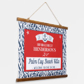 ビーチハウス航海のコーラルパタカスタムーンRED NAVY 吊り下げ型タペストリー (傾斜あり)