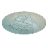 ビーチハウス航海のシルボートアクアブルーID623 カッティングボード (角)