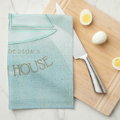 ビーチハウス航海のシルボートアクアブルーID623 キッチンタオル (四つ折り)