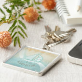 ビーチハウス航海のシルボートアクアブルーID623 キーホルダー (側面)