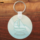 ビーチハウス航海のシルボートアクアブルーID623 キーホルダー (正面)