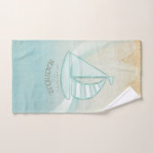 ビーチハウス航海のシルボートアクアブルーID623 バスタオルセット (ハンドタオル)