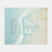 ビーチハウス航海のシルボートアクアブルーID623 フリースブランケット (正面(横))