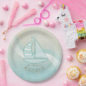 ビーチハウス航海のシルボートアクアブルーID623 ペーパープレート (パーティー)