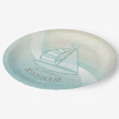 ビーチハウス航海のシルボートアクアブルーID623 ペーパープレート (アングル)