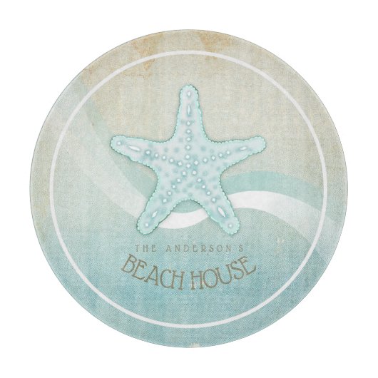 ビーチハウス航海のスターフィッシュアクアブルーID623 カッティングボード (正面)