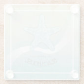 ビーチハウス航海のスターフィッシュアクアブルーID623 ガラスコースター (裏面)