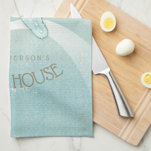 ビーチハウス航海のスターフィッシュアクアブルーID623 キッチンタオル (四つ折り)