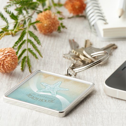 ビーチハウス航海のスターフィッシュアクアブルーID623 キーホルダー (側面)