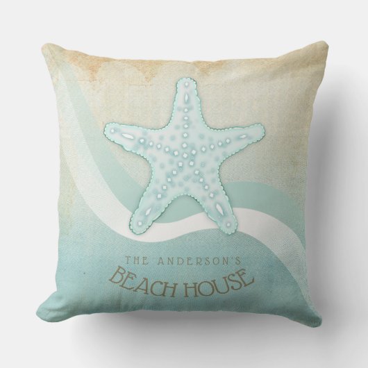 ビーチハウス航海のスターフィッシュアクアブルーID623 クッション (正面)