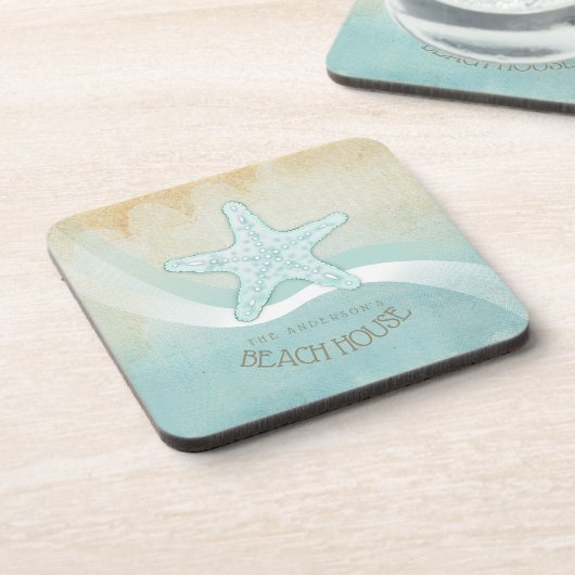 ビーチハウス航海のスターフィッシュアクアブルーID623 コースター (左側)