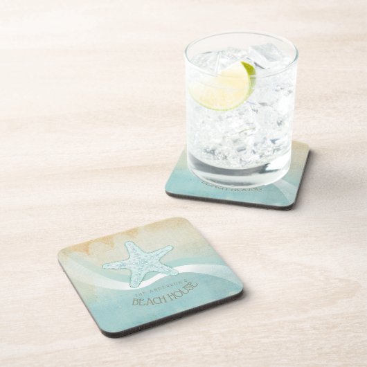 ビーチハウス航海のスターフィッシュアクアブルーID623 コースター (右側)