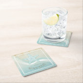 ビーチハウス航海のスターフィッシュアクアブルーID623 スクエアペーパーコースター (インサイチュ)