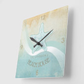 ビーチハウス航海のスターフィッシュアクアブルーID623 スクエア壁時計 (傾斜)