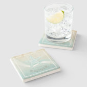 ビーチハウス航海のスターフィッシュアクアブルーID623 ストーンコースター (横)