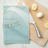 ビーチハウス航海のタートルアクアブルーID623 キッチンタオル (四つ折り)