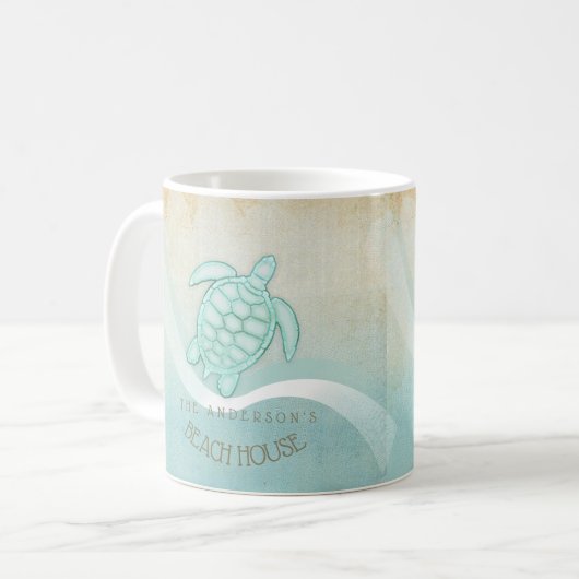 ビーチハウス航海のタートルアクアブルーID623 コーヒーマグカップ (正面左)