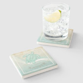 ビーチハウス航海のタートルアクアブルーID623 ストーンコースター (横)