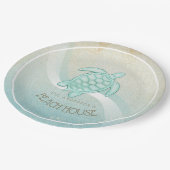 ビーチハウス航海のタートルアクアブルーID623 ペーパープレート (アングル)