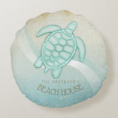 ビーチハウス航海のタートルアクアブルーID623 ラウンドクッション (裏面)