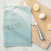 ビーチハウス航海のフィッシャーマンアクアブルーID623 キッチンタオル (四つ折り)