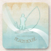 ビーチハウス航海のフィッシャーマンアクアブルーID623 コースター (正面)