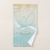 ビーチハウス航海のフィッシャーマンアクアブルーID623 バスタオルセット (ハンドタオル)