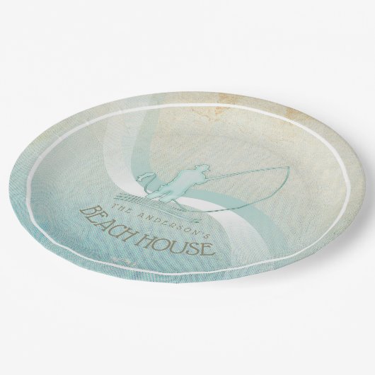 ビーチハウス航海のフィッシャーマンアクアブルーID623 ペーパープレート (アングル)