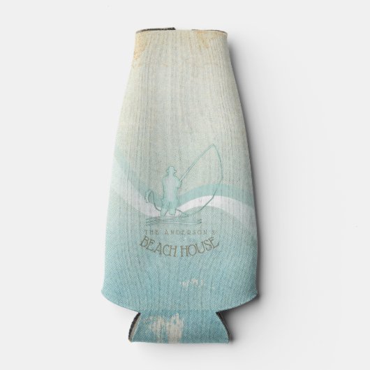 ビーチハウス航海のフィッシャーマンアクアブルーID623 ボトルクーラー (正面)