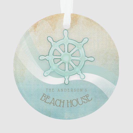 ビーチハウス航海のボートヘルムアクアブルーID623 オーナメント (裏面)