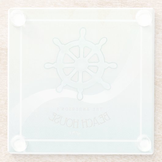 ビーチハウス航海のボートヘルムアクアブルーID623 ガラスコースター (裏面)