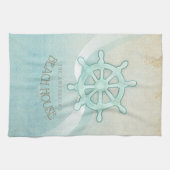 ビーチハウス航海のボートヘルムアクアブルーID623 キッチンタオル (横)