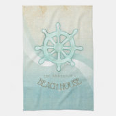 ビーチハウス航海のボートヘルムアクアブルーID623 キッチンタオル (縦)