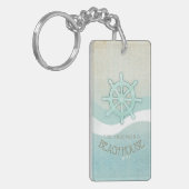 ビーチハウス航海のボートヘルムアクアブルーID623 キーホルダー (正面左)