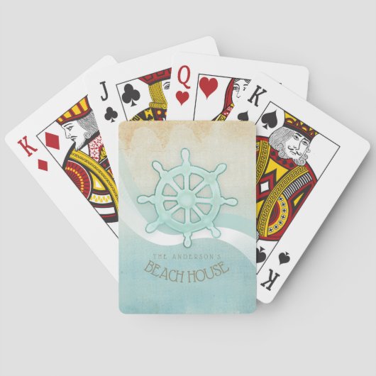 ビーチハウス航海のボートヘルムアクアブルーID623 トランプ (裏面)