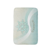 ビーチハウス航海のボートヘルムアクアブルーID623 バスマット (正面縦)