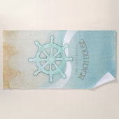 ビーチハウス航海のボートヘルムアクアブルーID623 ビーチタオル (正面)
