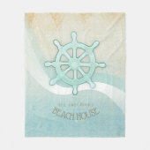 ビーチハウス航海のボートヘルムアクアブルーID623 フリースブランケット (正面)