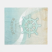 ビーチハウス航海のボートヘルムアクアブルーID623 フリースブランケット (正面(横))