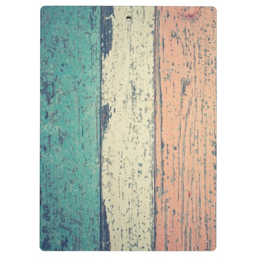 ビーチハウス色彩の鮮やかウッドティール（緑がかった色）ストライプのピンククリーム クリップボード (裏面)