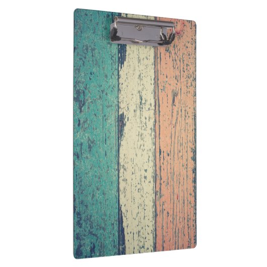 ビーチハウス色彩の鮮やかウッドティール（緑がかった色）ストライプのピンククリーム クリップボード (右)