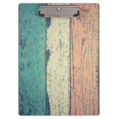 ビーチハウス色彩の鮮やかウッドティール（緑がかった色）ストライプのピンククリーム クリップボード (正面)