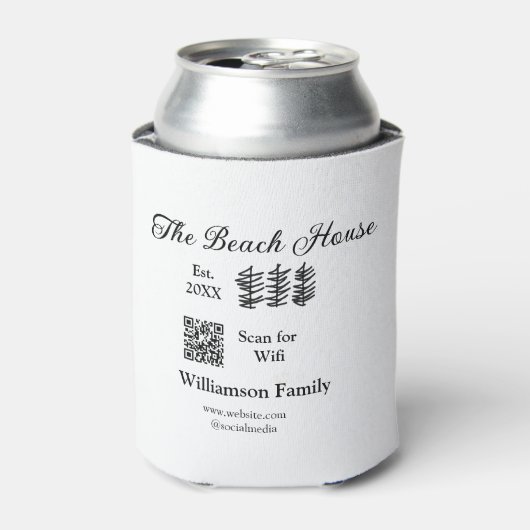 ビーチハウス追加ファミリ名Q Rスキャンwifiくもの巣 缶クーラー (缶正面)