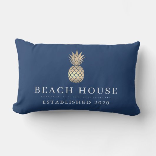 ビーチハウス金ゴールドパイナップル腰枕 ランバークッション (正面)