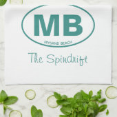 ビーチハウス2文字オーバルファーコテージスクリプト キッチンタオル (折り畳み)