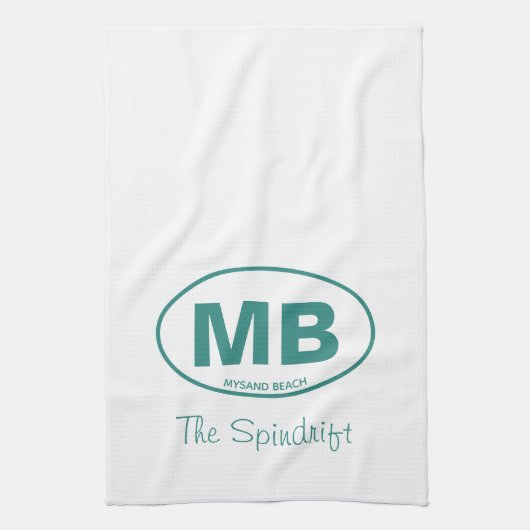 ビーチハウス2文字オーバルファーコテージスクリプト キッチンタオル (縦)