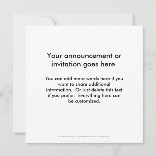 ビーチハウス-アかわいらしートカスタマイズITパーソナル 招待状 (裏面)