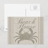 ビーチハウス カニ 海岸 古風 ヴィンテージ ポストカード (正面/裏面)